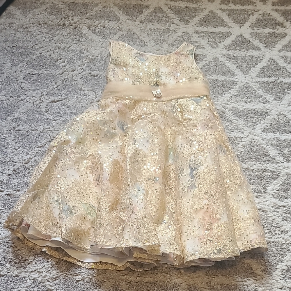 2 for $75 - Blink Blank Girls 3/4 (104) Gold Sequins Dress